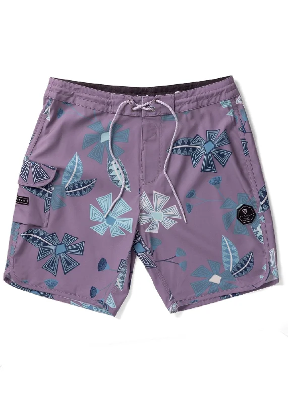 Men's stretchy performance pants-Vissla Tribal Tropics 18.5" Boardshorts-Dusty Lilac