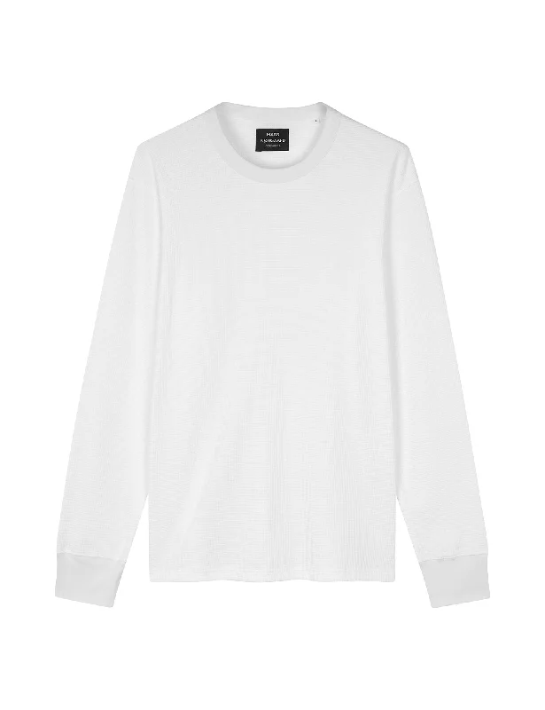 Men's short-sleeve relaxed logo top-Waffle Laust Tee LS, White