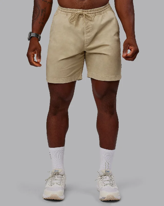 Men's tailored linen pants-Washed Daily 7" Shorts - Pale Khaki