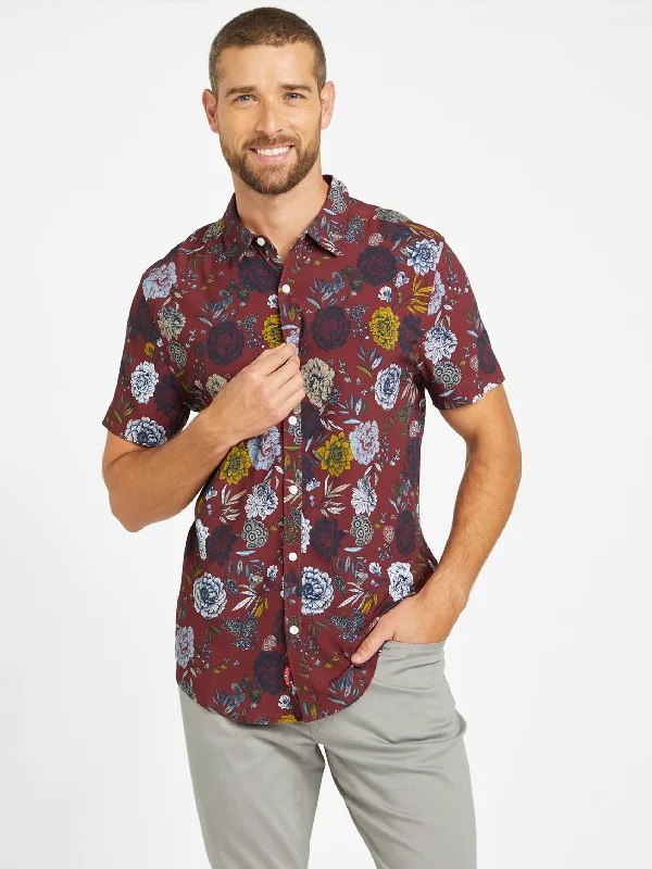 Men's lightweight twill shirt-Wayne Short-Sleeve Floral Shirt