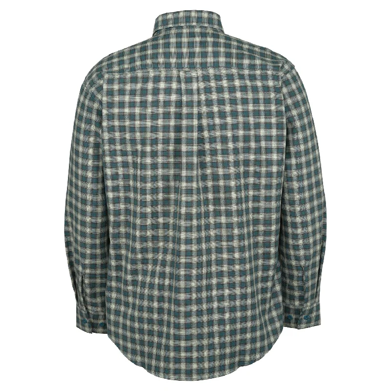 Men's formal herringbone shirt-Wolverine Mens Blue Cotton Blend L/S FR Plaid Twill Shirt