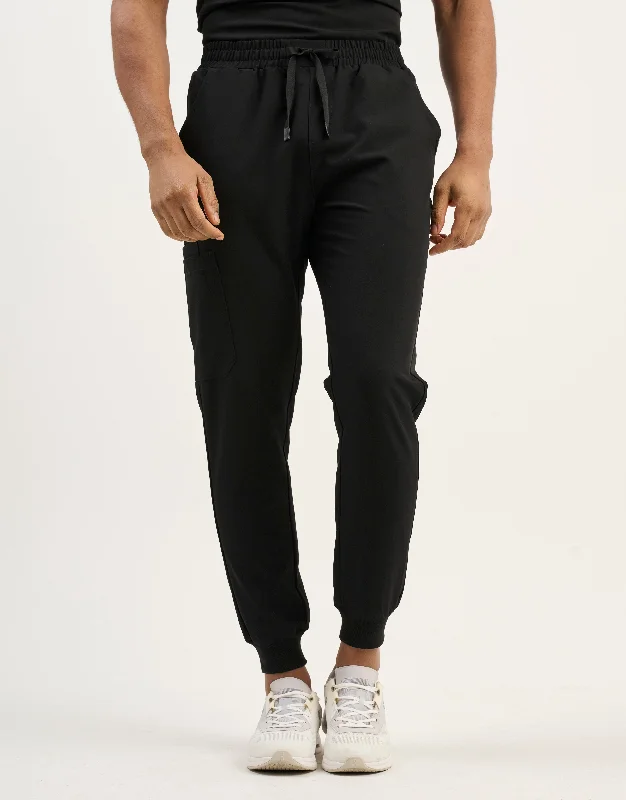 Men's rugged corduroy trousers-Aspire Jogger Scrub Pants - Black