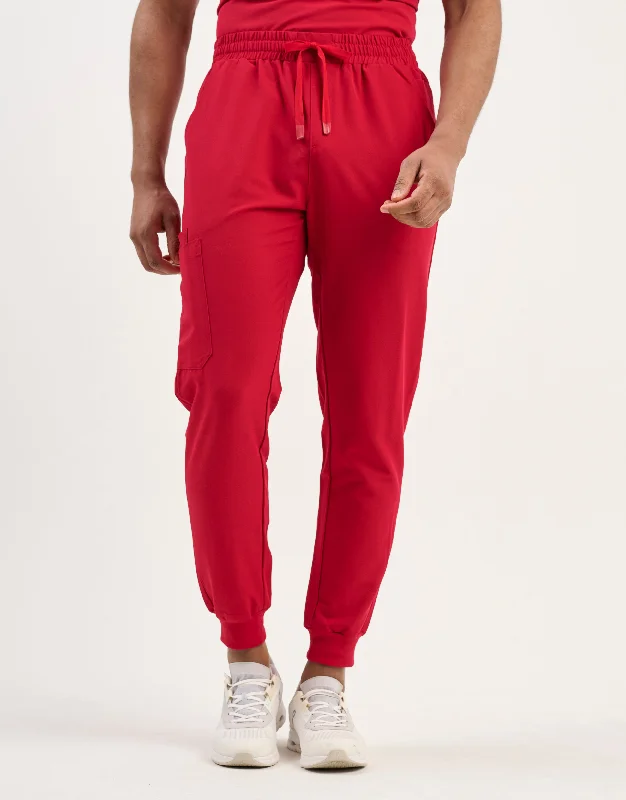 Men's tailored performance trousers-Aspire Jogger Scrub Pants - Cherry Red