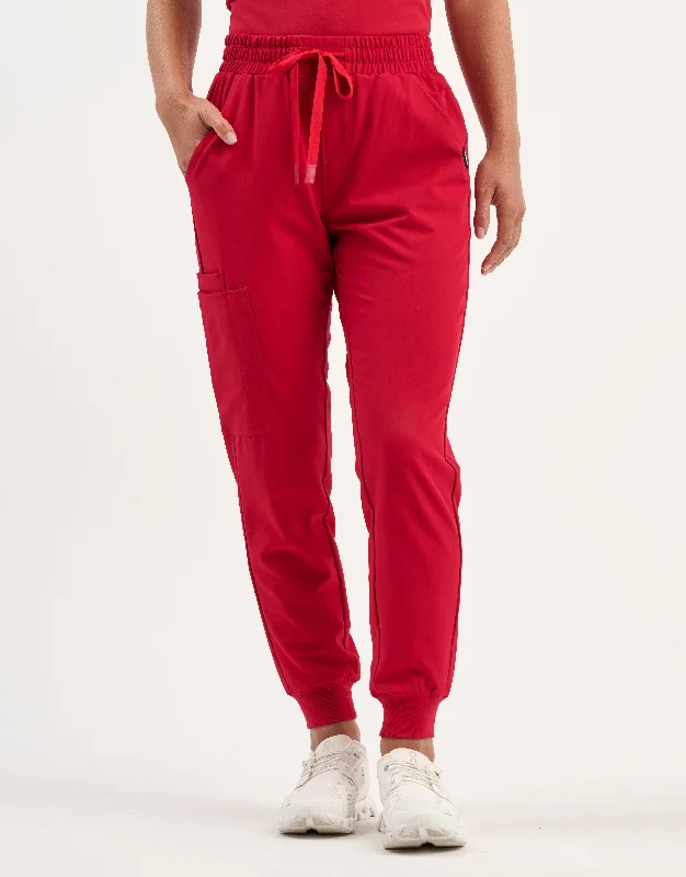 Men's trendy linen joggers-Aspire Jogger Scrub Pants - Cherry Red