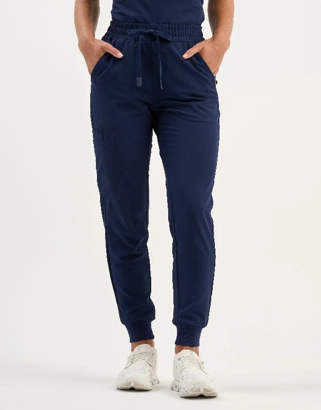 Men's formal linen pants-Aspire Jogger Scrub Pants - True Navy