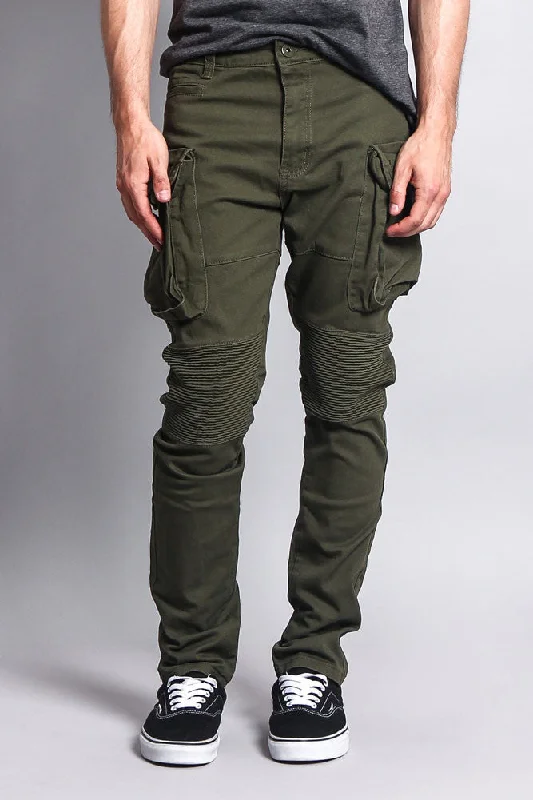 Men's skinny twill jeans-Big Cargo Pocket Pants