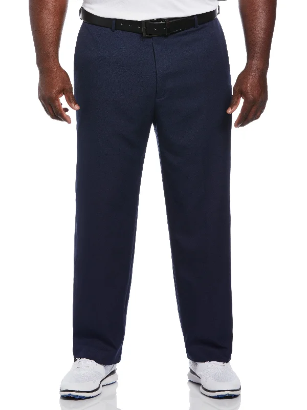 Men's lightweight ripstop pants-Big & Tall Flat Front Expandable Waistband Pant - Blue