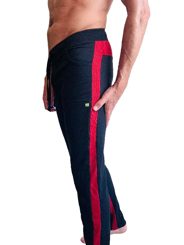 Men's modern linen pants-Eco-Track & Yoga Sweat Pant (Black w/Cinnabar)