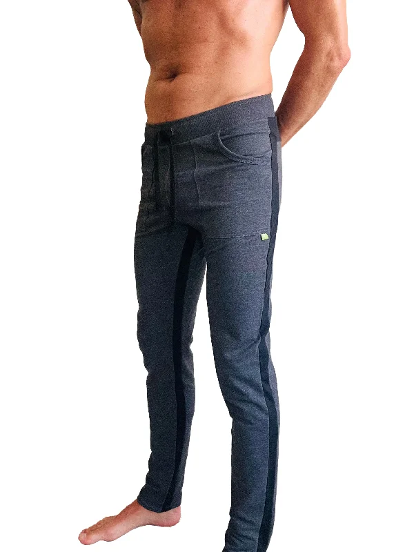 Men's dark faded denim pants-Eco-Track & Yoga Sweat Pant (Charcoal w/Black)