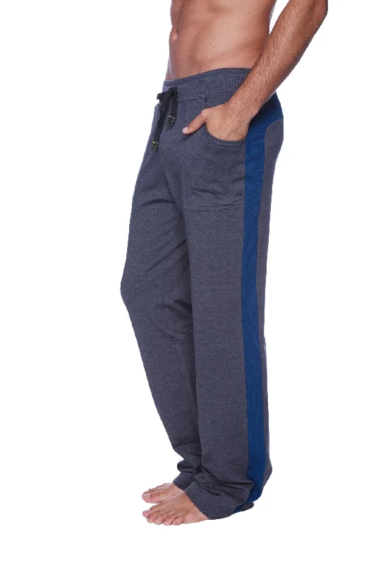 Men's relaxed denim trousers-Eco-Track & Yoga Sweat Pant (Charcoal w/Royal Blue)