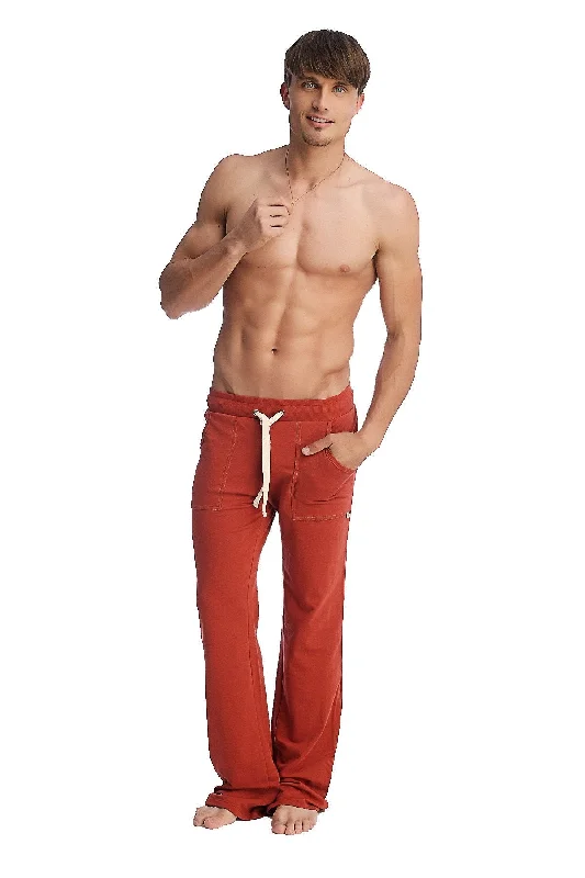 Men's soft linen joggers-Eco-Track & Yoga Sweat Pant (Cinnabar)