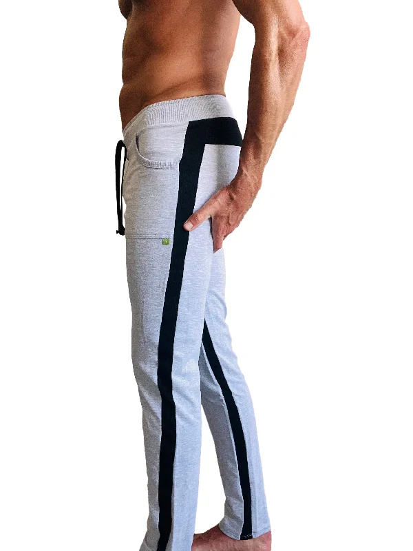 Men's trendy twill joggers-Eco-Track & Yoga Sweat Pant (Heather Grey w/Black)