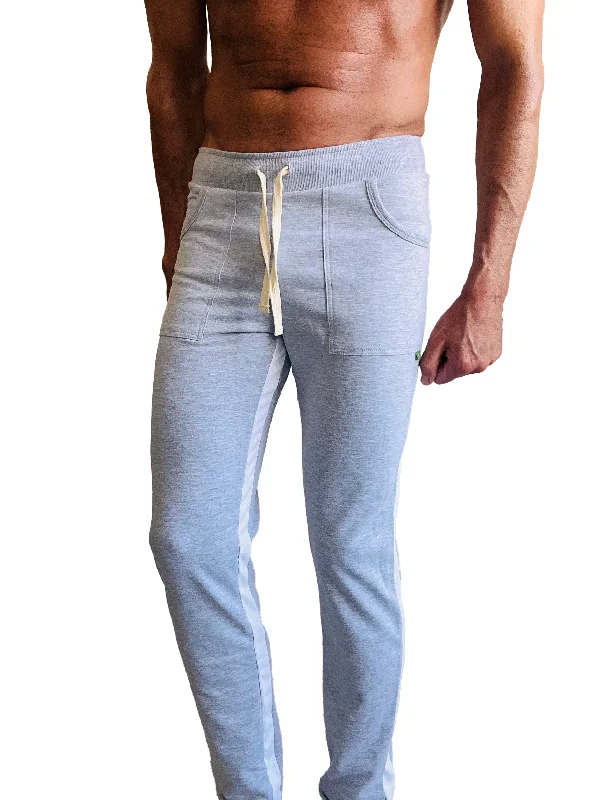 Men's modern pleated pants-Eco-Track & Yoga Sweat Pant (Heather Grey w/White)