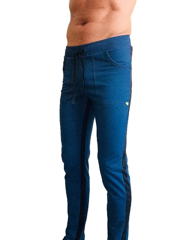 Men's formal ripstop pants-Eco-Track & Yoga Sweat Pant (Royal Blue w/Black)