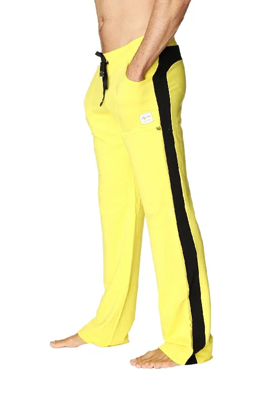 Men's rugged twill cargo pants-Eco-Track & Yoga Sweat Pant (Yellow w/Black)