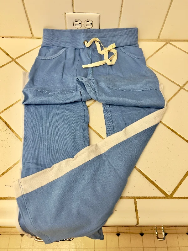 Men's tailored performance pants-Eco-Track & Yoga Sweat Pant (Ice Blue w/White piping)