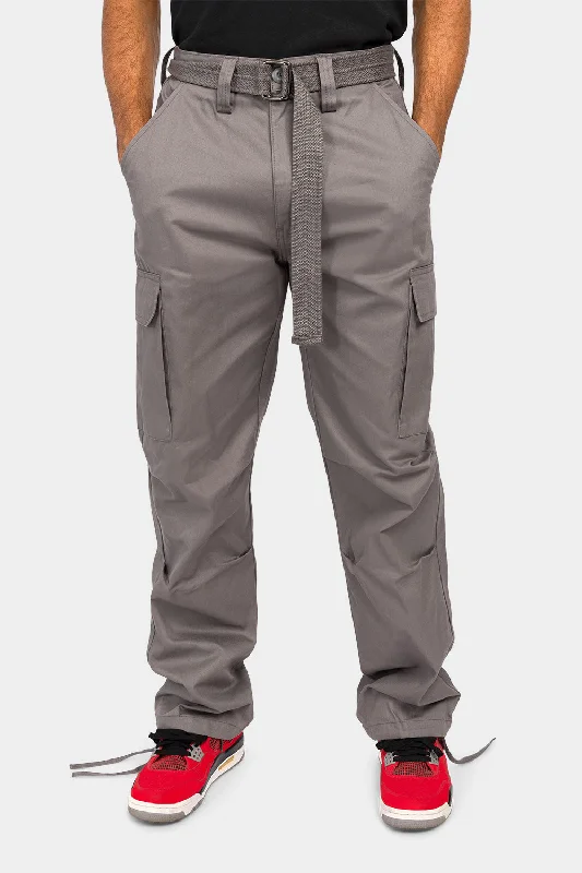 Men's modern twill trousers-Essential Canvas Cargo Pants with Belt