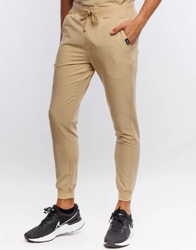 Men's casual pleated pants-Essential Jogger Scrub Pants - Warm Sand