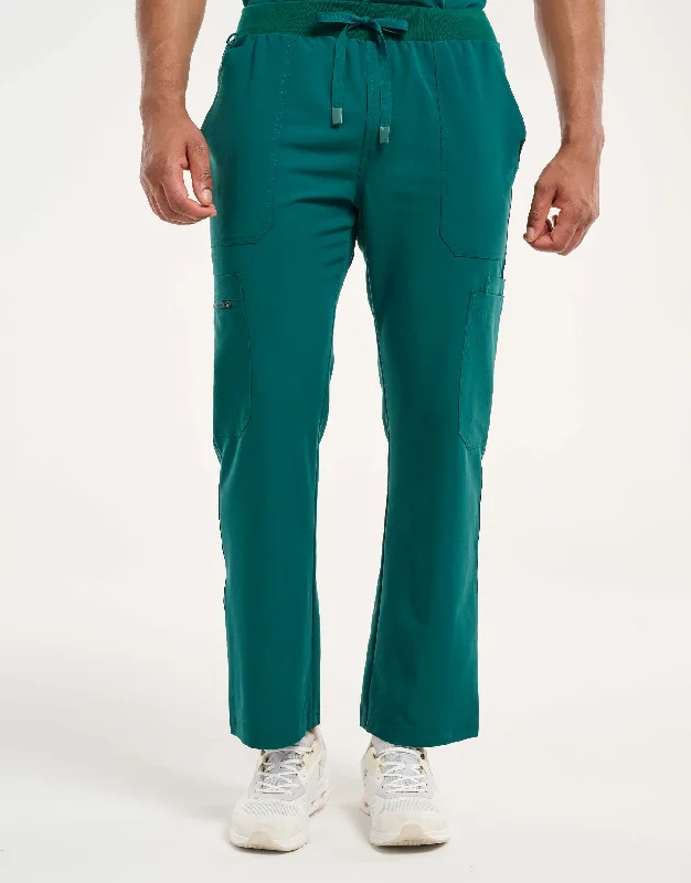 Men's slim ripstop pants-Essential Multi-Pocket Scrub Pants - Harbour Green