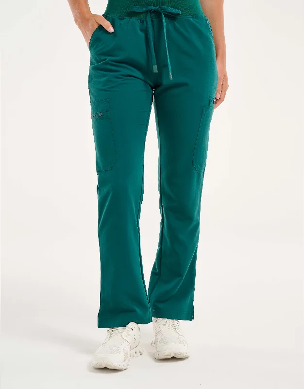 Men's formal pleated pants-Essential Multi-Pocket Scrub Pants - Harbour Green