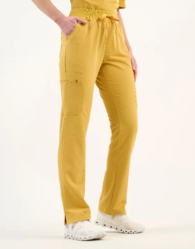 Men's tailored pleated jeans-Essential Multi-Pocket Scrub Pants - Yellow Gold