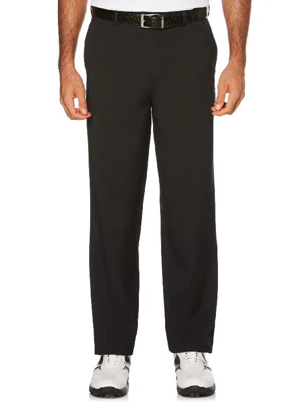 Men's tailored linen pants-Men's Flat Front Expandable Waistband Pant - Black