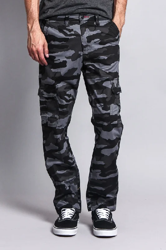 Men's classic corduroy pants-Men's Camo Cargo Slim Fit Pants