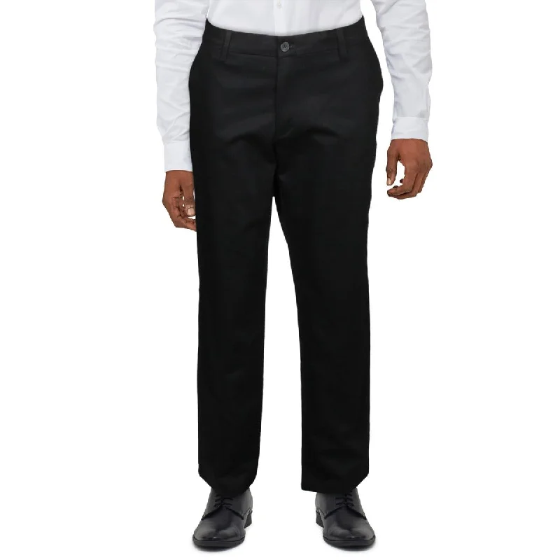 Men's formal linen pants-Mens Comfort Waist Straight Fit Dress Pants