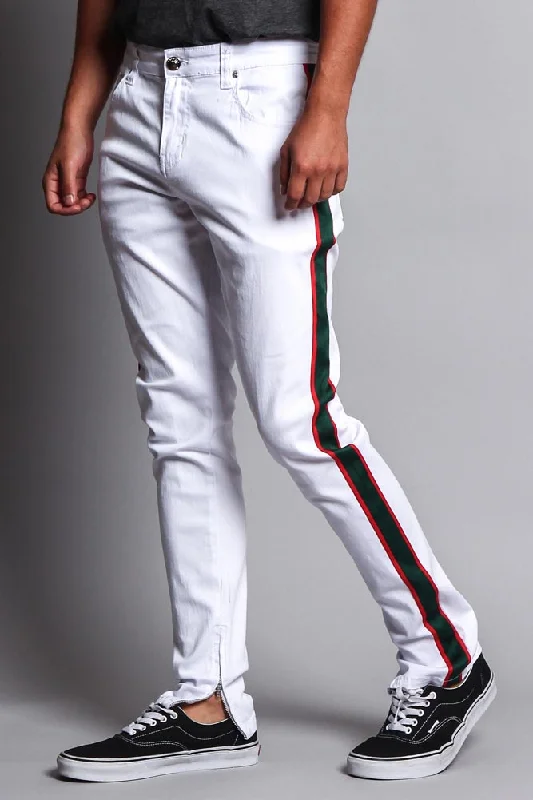 Men's casual pleated pants-Men's G Stripe Zippered Track Style Pants