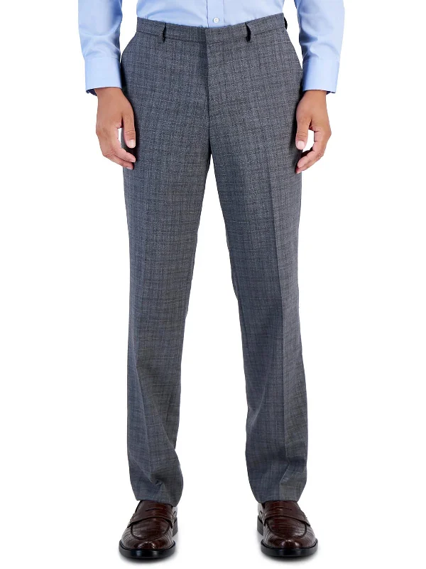 Men's relaxed denim joggers-Mens Wool Blend Plaid Dress Pants