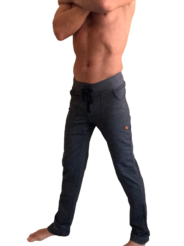 Men's slim cargo pants-PERFORMANCE-Premium Track & Lounge Sweat Pant (Charcoal Heather)