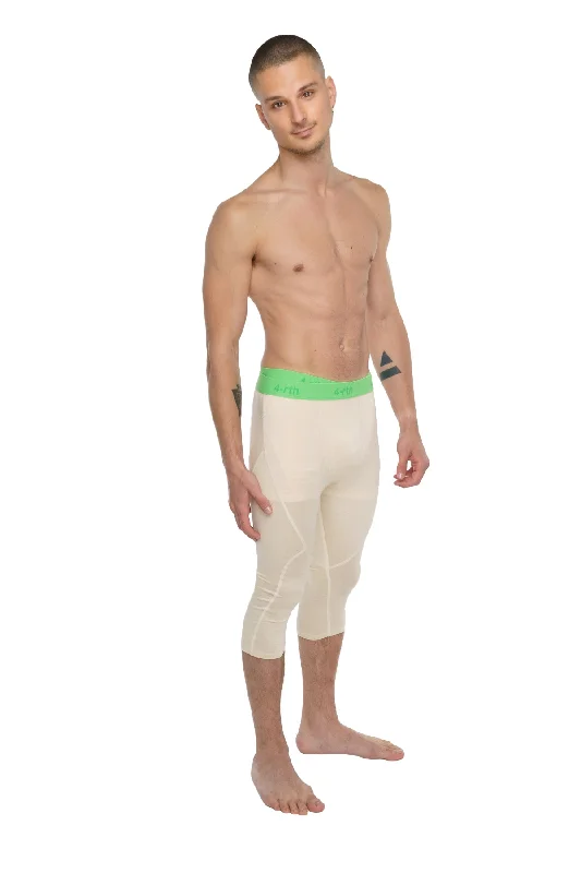 Men's lightweight pleated trousers-Performance Yoga Leggings - 3/4 (Sand Beige)