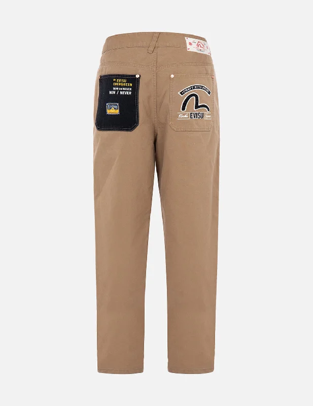 Men's modern cargo trousers-Seagull Appliqué Chino Pants