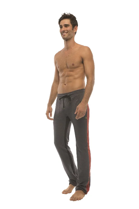 Men's comfy ripstop trousers-Ultra Flex Yoga Track & Yoga Sweat Pant (CHARCOAL w/Cinnabar & Black)