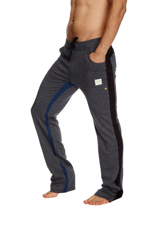 Men's skinny linen pants-Ultra Flex Yoga Track & Yoga Sweat Pant (CHARCOAL w/Black & Royal)