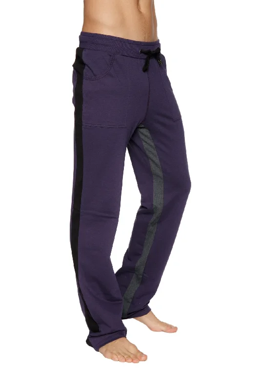 Men's durable twill trousers-Ultra Flex Yoga Track & Yoga Sweat Pant (Eggplant w/Black & Charcoal)