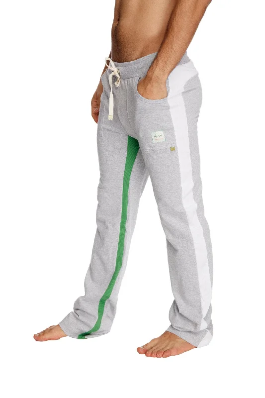 Men's rugged performance joggers-Ultra Flex Yoga Track & Yoga Sweat Pant (GREY w/White & Green)