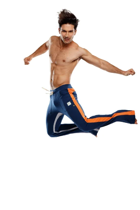 Men's durable denim pants-Ultra Flex Yoga Track & Yoga Sweat Pant (Royal Blue w/Orange & Grey)