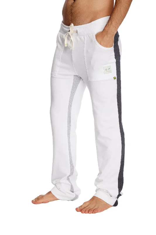 Men's durable corduroy pants-Ultra Flex Yoga Track & Yoga Sweat Pant (WHITE w/Charcoal & Grey)