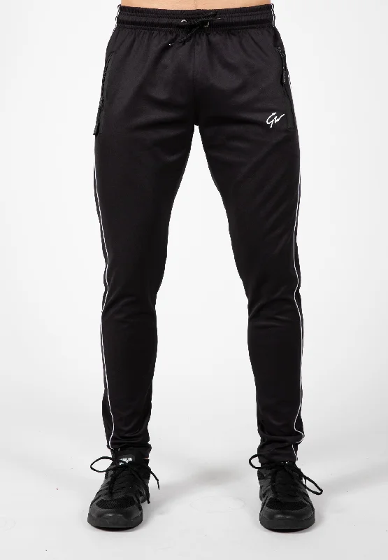 Men's skinny travel trousers-Wenden Track Pants - Black/White