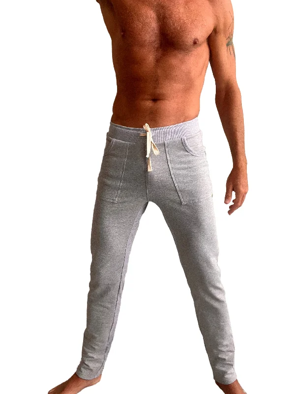 Men's durable linen pants-**Winter Collection** MID-Weight Luxury-Fleece Track & Lounge Sweat Pant (Heather Grey)