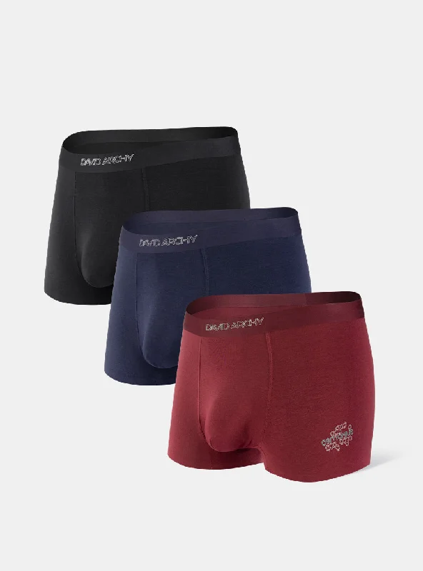 men's supportive trunks-3 Packs Cotton-Modal Blend Trunks