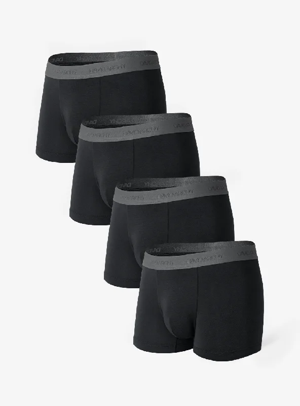 men's durable trunks-4 Packs Bamboo Rayon Fiber Breathable Trunks Pouch