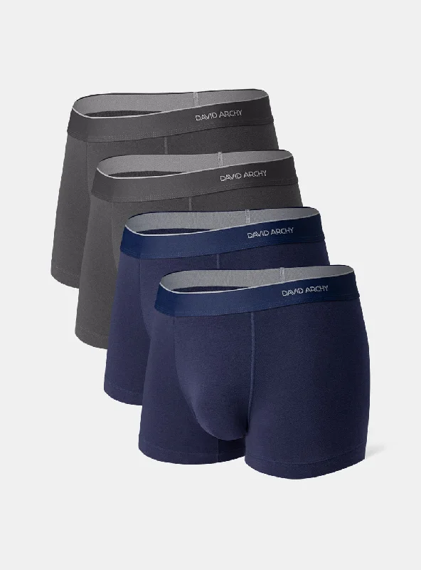 men's athletic trunks-4 Packs Cotton Breathable Trunks with Pouch