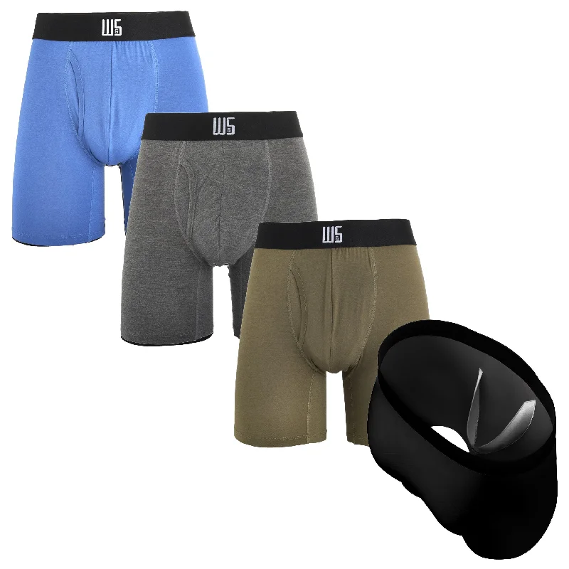 men's plus-size underwear delivery-6" Inseam Boxer Brief 4 Pack - MicroModal - W/Chafe Safe Pouch