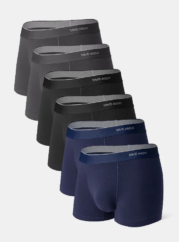 men's tagless trunks-6 Packs Natural Cotton Classic Trunks