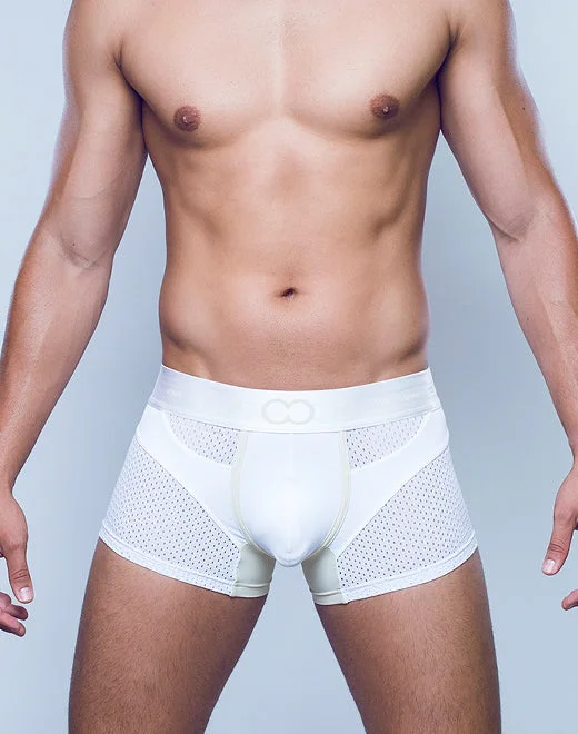 men's slim-fit boxer shorts for sleek look-AKTIV Pegasus Trunk Underwear - White/Tan