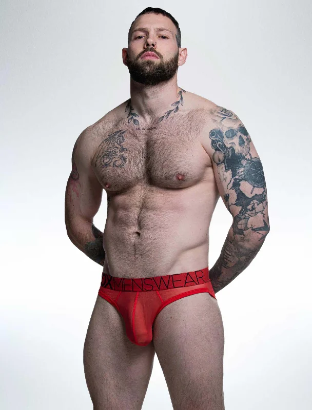 men's eco-friendly boxer shorts-All Over Mesh Briefs - Direct Red