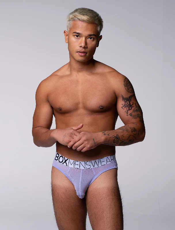 men's seamless underwear for travel-All Over Mesh Briefs - Soft Lavender