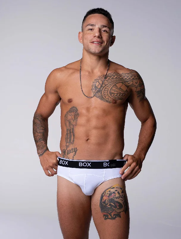 men's silk boxer shorts for elegance-Box x Elliott: Elite Briefs - Arctic White